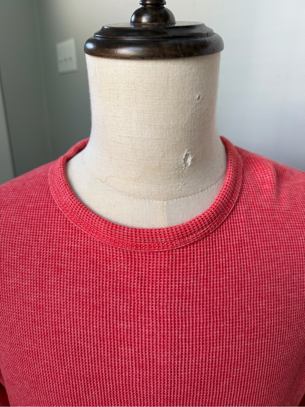 Relwen Bi-Waffle Crew - Men's Coral Thermal Knit Crewneck Sweater